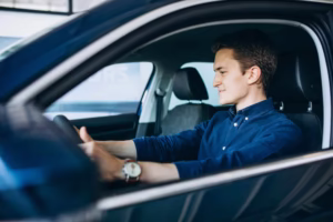 Student practicing automatic driving lessons in North Lanarkshire with IPS Driving School.